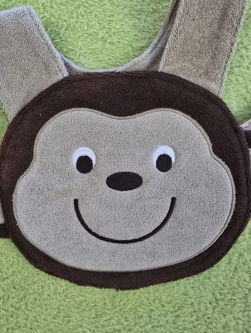 NWT  NEWBORN + UP MONKEY FACE BIB CARTERS - Baby BOYS  Brown + TAN TERRY (Q7#2m)